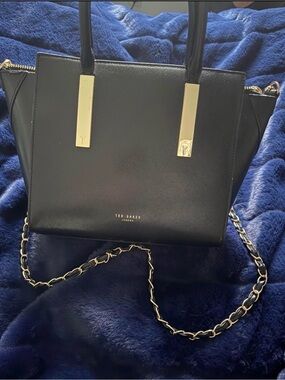 Ted Baker Black Tote with Gold Chain Accent